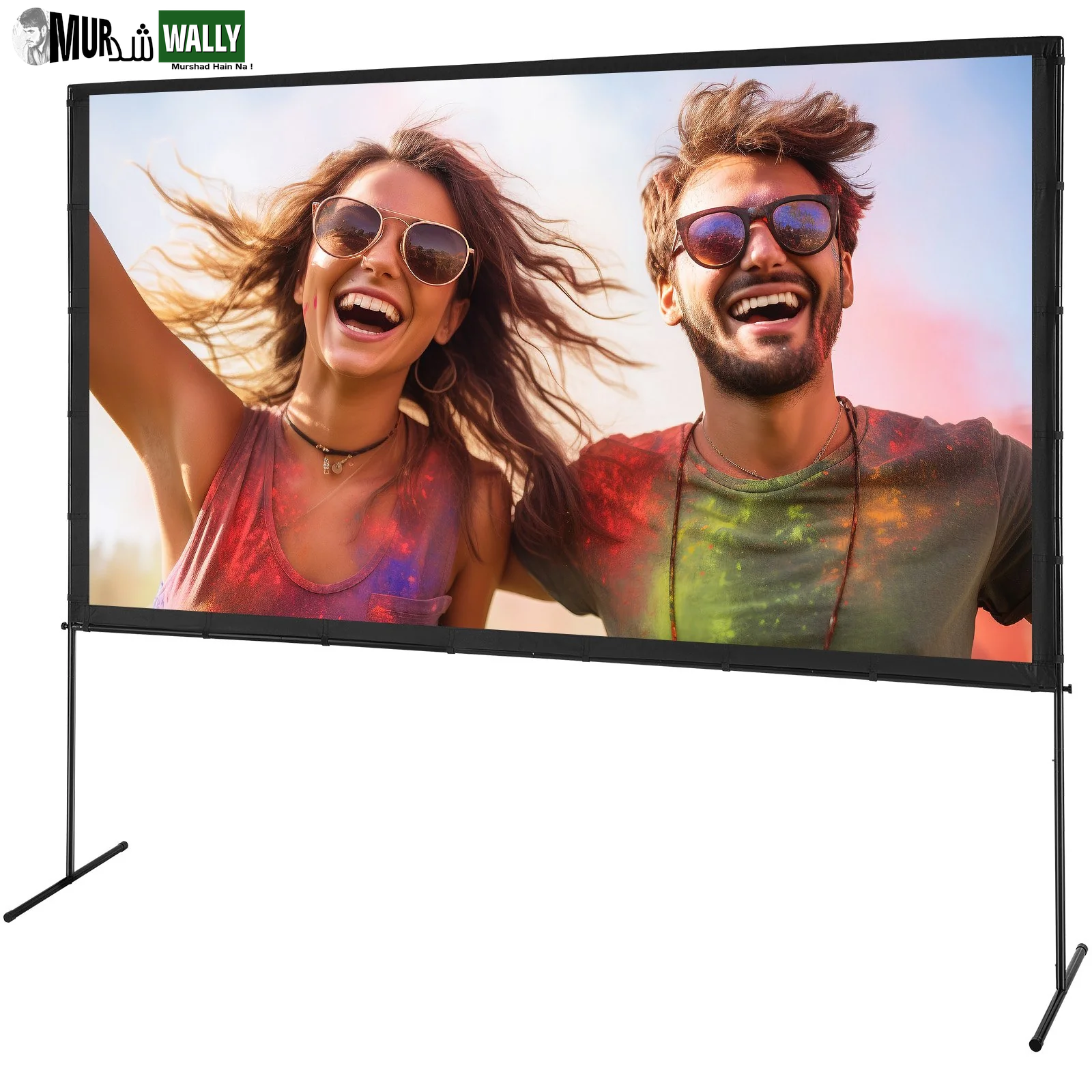 VEVOR Projector Screen with Stand, 120 Inch 16:9 4K 1080 HD Outdoor Movie Screen with Stand, Wrinkle-Free Projection Screen with Bar Feet and Carry Bag, for Home Theater Cinema Backyard Movie Night