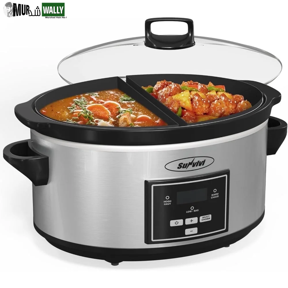 Triple Slow Cooker, 3X1.5 Quart Electric Slow Cooker Buffet Server, Food Warmer Cooking Pot, Adjustable Temp Removable Ceramic Pots Lid Rests