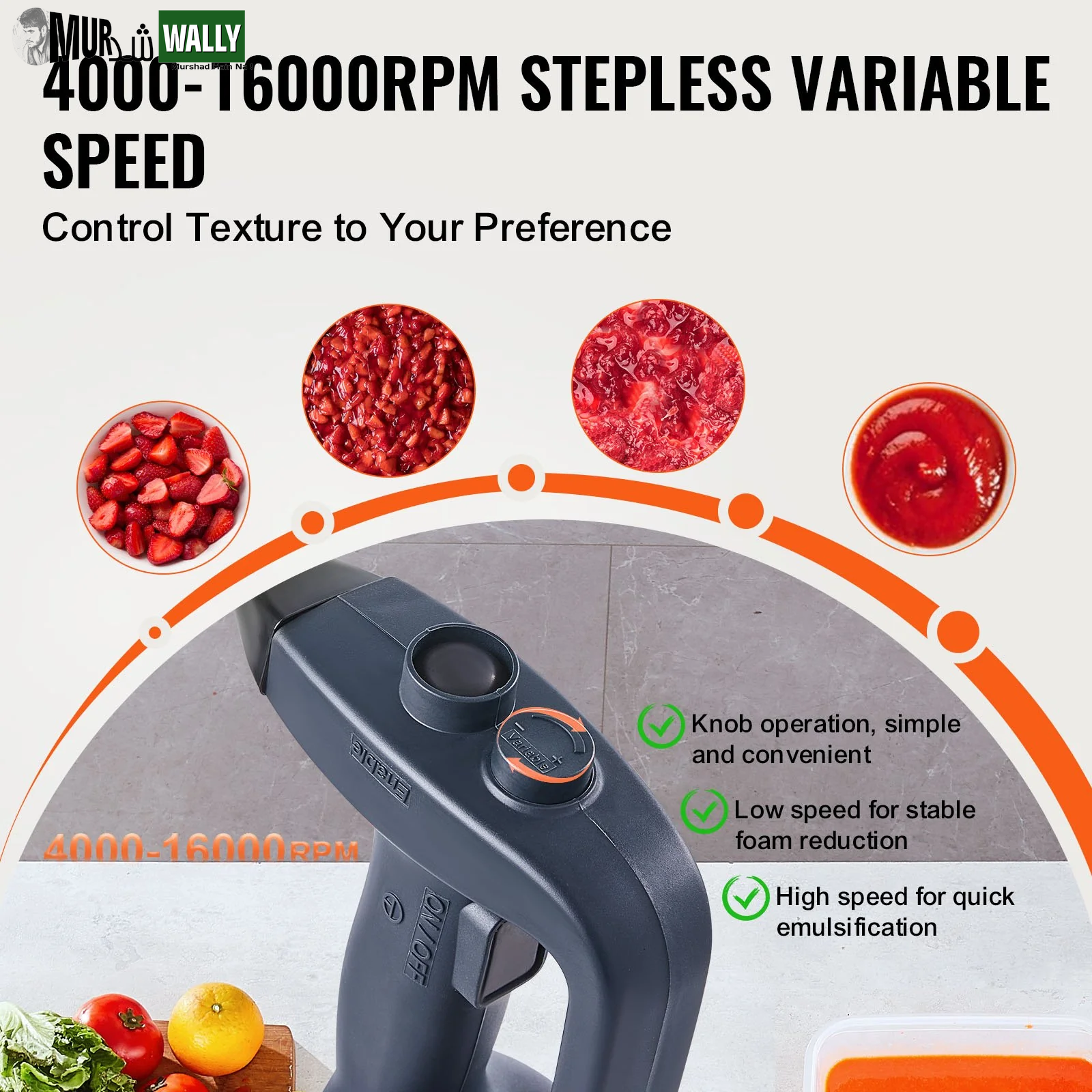 VEVOR Commercial Immersion Blender 350W Heavy Duty Hand Mixer for Soup Sauces