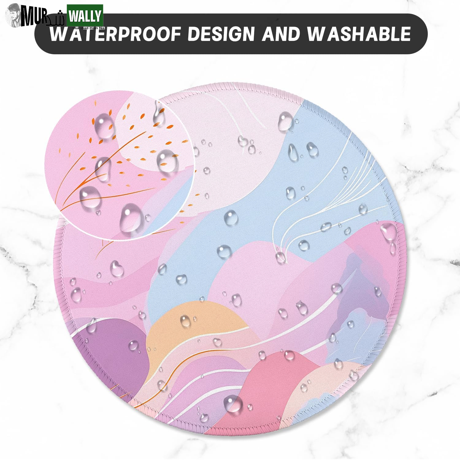 ITNRSIIET round Mouse Pad with Stitched Edge Premium-Textured Waterproof Non-Slip Rubber Base Desktop Protection Mat Diameter 8.7 Inches, Art Style Pattern