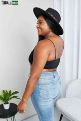Zenana Full Size Textured Spaghetti Strap Bralette in Black