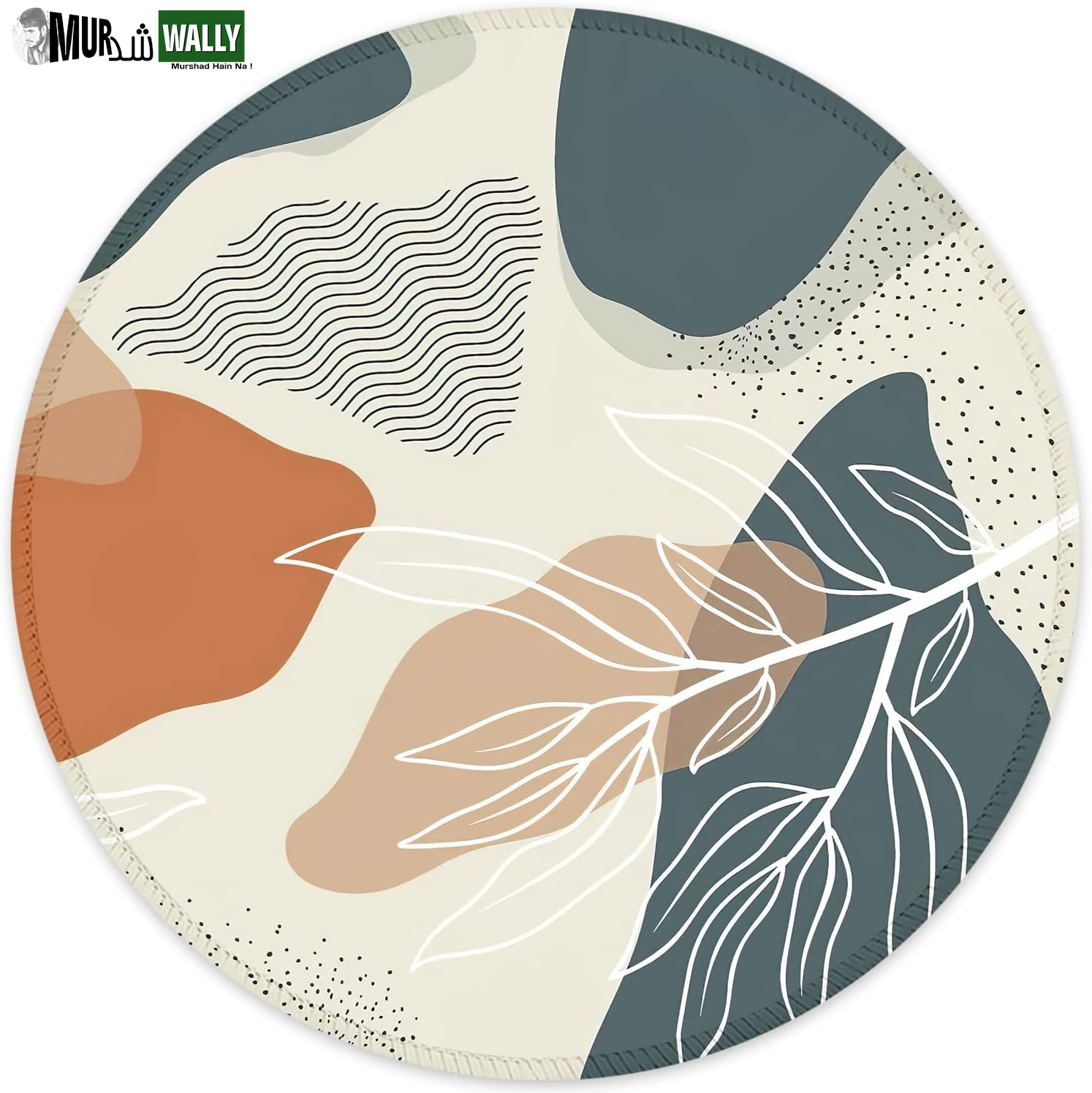 ITNRSIIET round Mouse Pad with Stitched Edge Premium-Textured Waterproof Non-Slip Rubber Base Desktop Protection Mat Diameter 8.7 Inches, Art Style Pattern