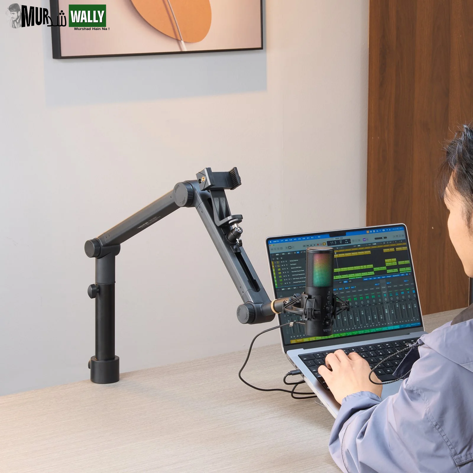 VEVOR Microphone Boom Arm with Desk Mount, 360¡Ã Rotatable, Adjustable Mic Stand with 3/8 to 5/8 Adapter Port Headset Hook, for Blue Yeti Hyperx Quadcast Blue Snowball Shure SM7B Audio Technica