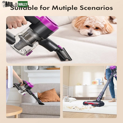 Cordless Vacuum Cleaner, 300W 23Kpa Powerful Suction Vacuum with LED Display, 3 Suction, 48Mins Runtime, Lightweight Stick Cleaner with Sofa Brush for Hard Floor/Carpet/Pet Hair/Car, Black