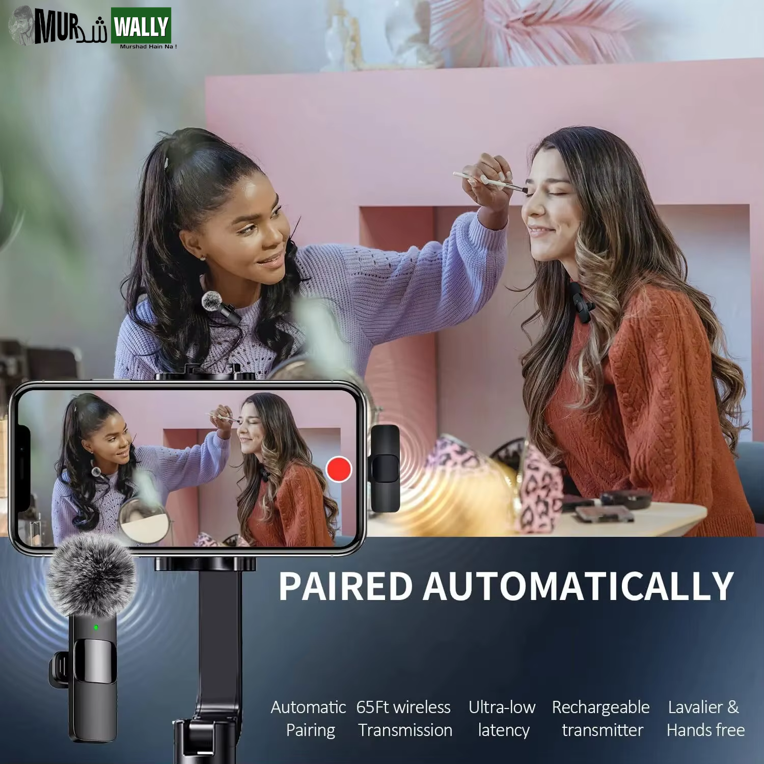 NEW Wireless Lavalier Microphone Audio Video Recording Mini Mic for Iphone Android Laptop Live Gaming Mobile Phone Microphone