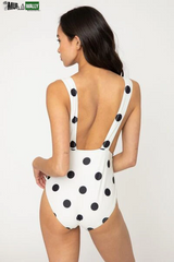 Marina West Polka Dot One-Piece Swimsuit - Beachy Keen Tied Plunge Design
