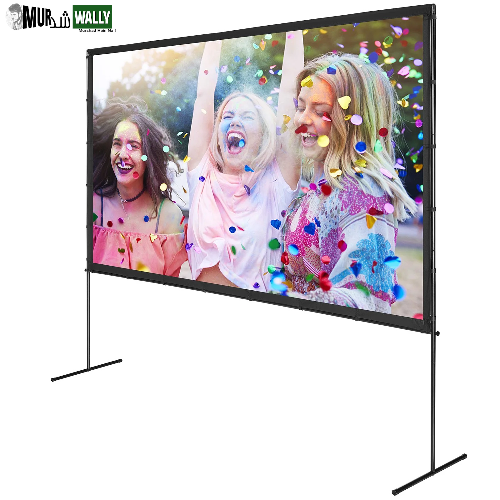 VEVOR Projector Screen with Stand, 120 Inch 16:9 4K 1080 HD Outdoor Movie Screen with Stand, Wrinkle-Free Projection Screen with Bar Feet and Carry Bag, for Home Theater Cinema Backyard Movie Night