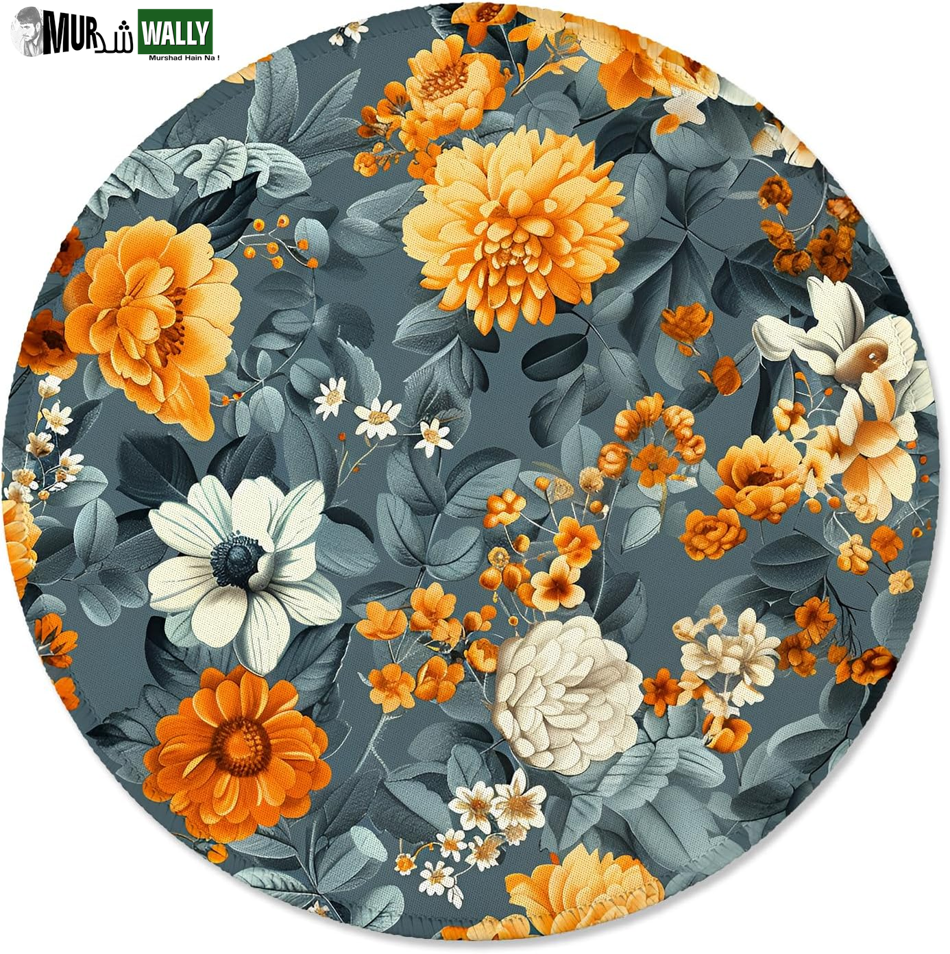 ITNRSIIET round Mouse Pad with Stitched Edge Premium-Textured Waterproof Non-Slip Rubber Base Desktop Protection Mat Diameter 8.7 Inches, Art Style Pattern