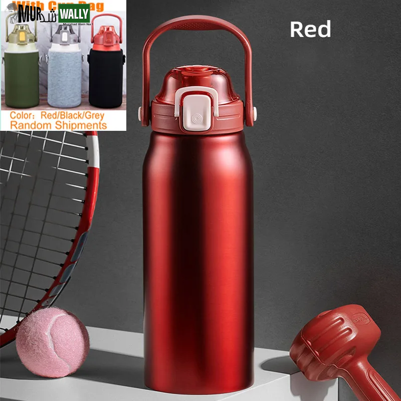 2L Tumbler Thermo Bottle Large Capacity with Straw Stainless Steel Thermal Water Bottle Cold and Hot Thermo Cup Vacuum Flask Gym