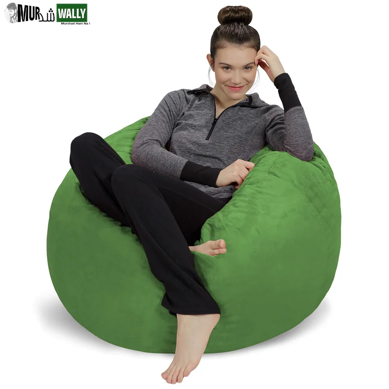Bean Bag Chair - 3 Ft Shredded Foam Filled round Pouf Chair - Plush, Ultra Soft Memory Foam Filled Bean Bag Chair with Microsuede Cover - Stuffed Foam Filled Furniture and Accessories for Dorm Room