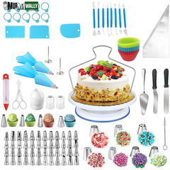 Cake Decorating Kit,132Pcs Cake Decorating Tools with Cake Turntable Stand Icing Piping Bags and Tips Set Baking Supplies Set for Beginner and Cake-Lover