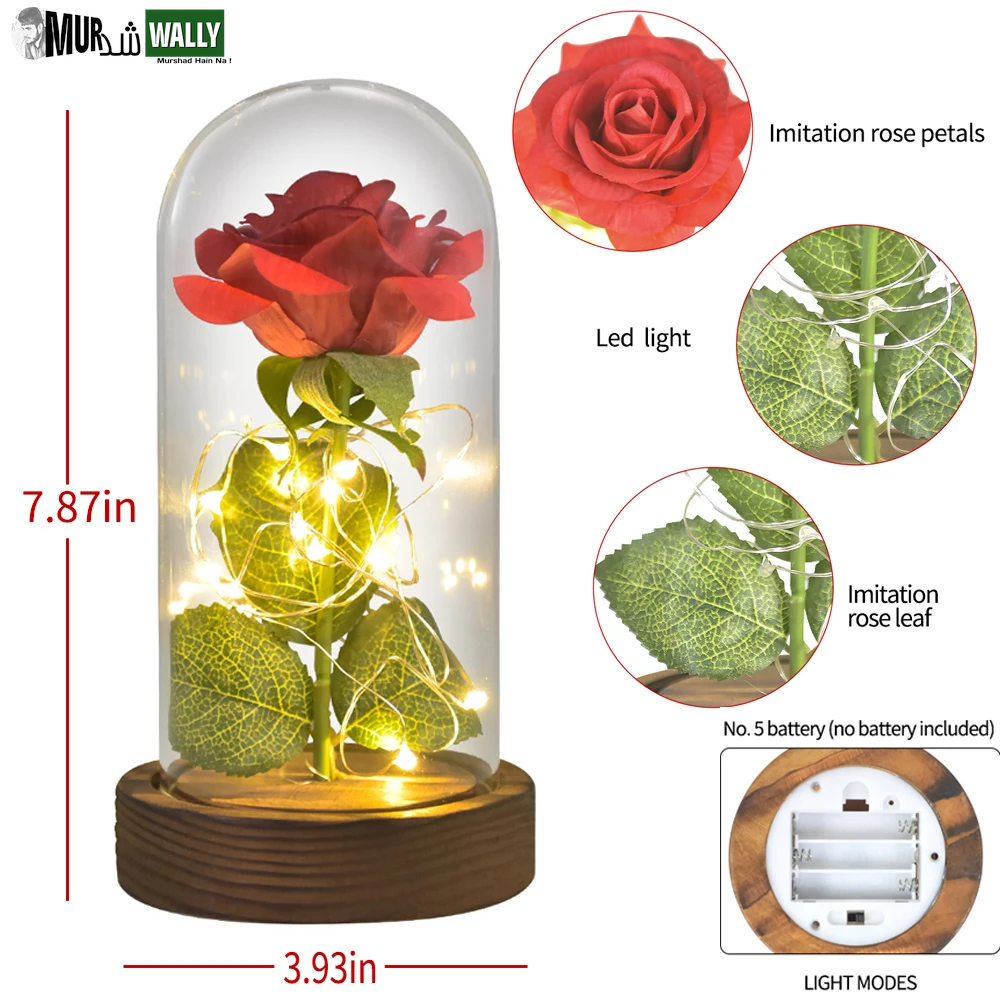 Gifts for Her Beauty and the Beast Eternal Rose in Glass Dome Artificial Forever Flower LED Light Mothers Day Gifts for Women