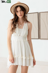 Lace Open Back Ruffle Tiered Dress