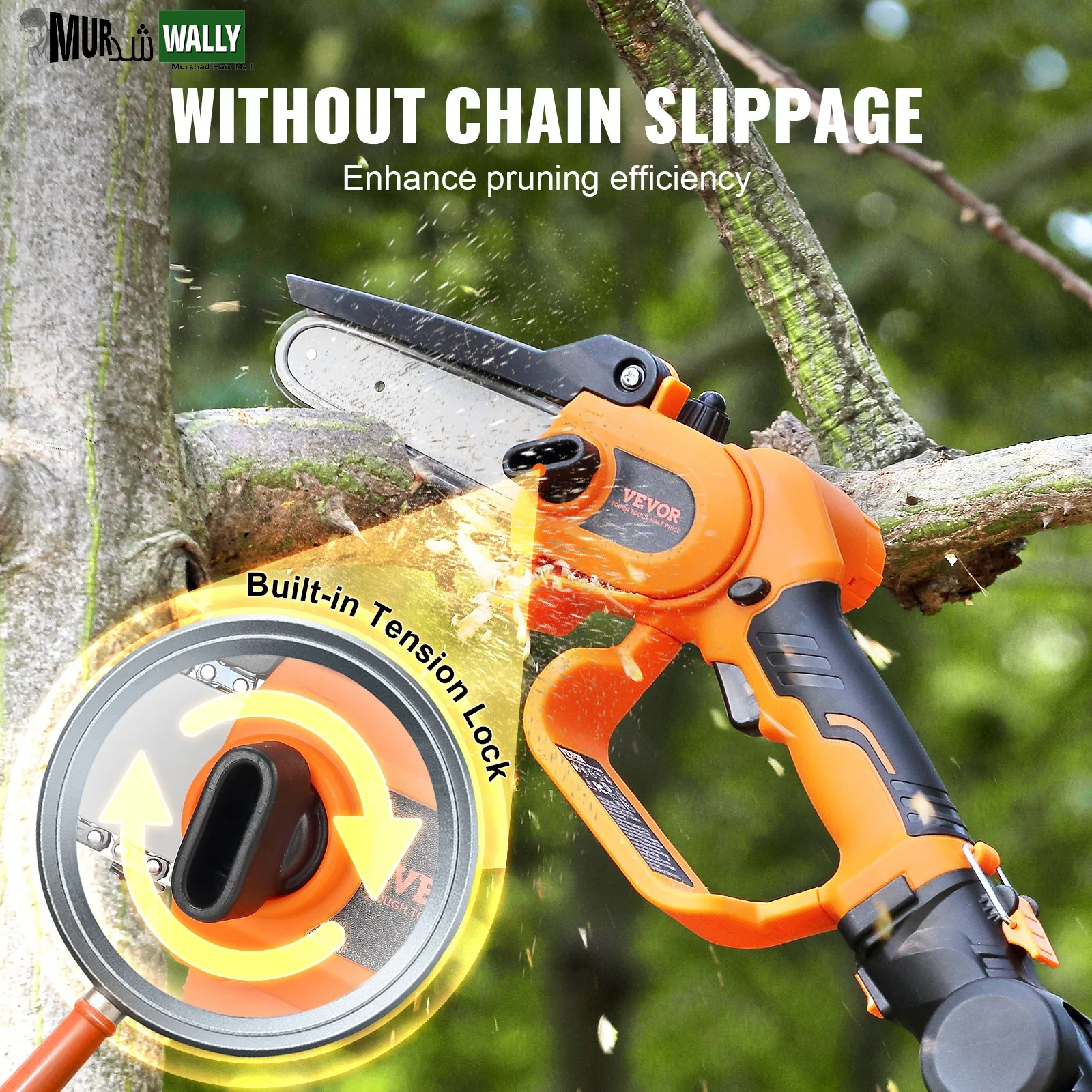 VEVOR 2-In-1 Cordless Pole Saw & Mini Chainsaw, 20V 4Ah Battery Pole Chainsaw, 5 Cutting Capacity 8 Ft Reach Pole Saw for Branch Cutting & Tree Trimming (Battery and Blade Cover Included)