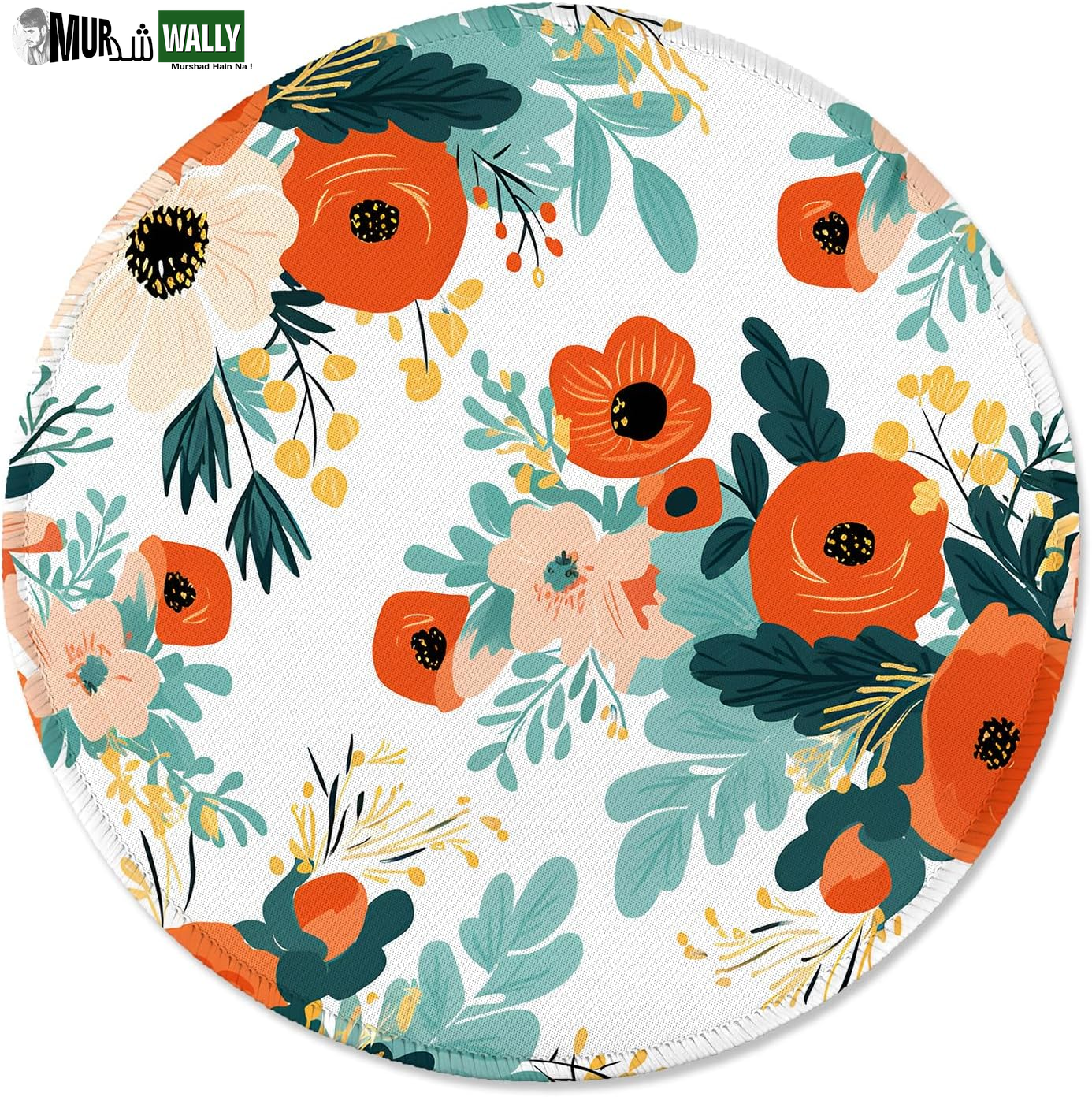 ITNRSIIET round Mouse Pad with Stitched Edge Premium-Textured Waterproof Non-Slip Rubber Base Desktop Protection Mat Diameter 8.7 Inches, Art Style Pattern