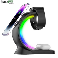 4 in 1 Magnetic Wireless Charger Fast Charging for Smart Phone Atmosphere Light Charging Station for Airpods Pro I-Phone Watch