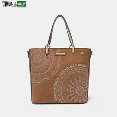 Nicole Lee USA Metallic Stitching Embroidery Inlaid Rhinestone Tote Bag