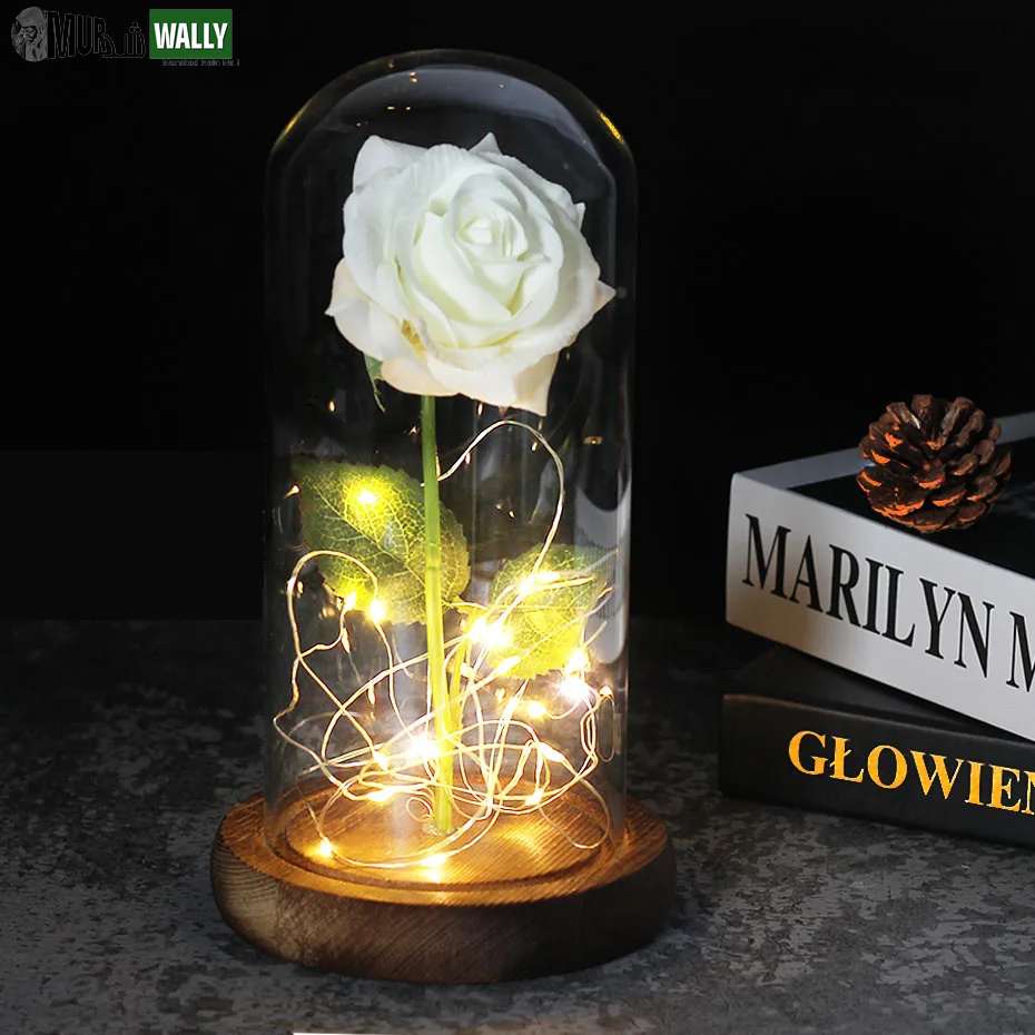 Beauty and the Beast Rose Rose in LED Glass Dome Forever Rose Red Rose Valentine'S Day Mother'S Day Special Romantic Gift