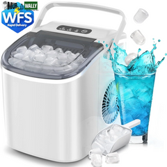 26 Lbs/24H Countertop Ice Maker Machine, 9 Bullet-Shaped Ice in 6 Min, Auto-Cleaning, White