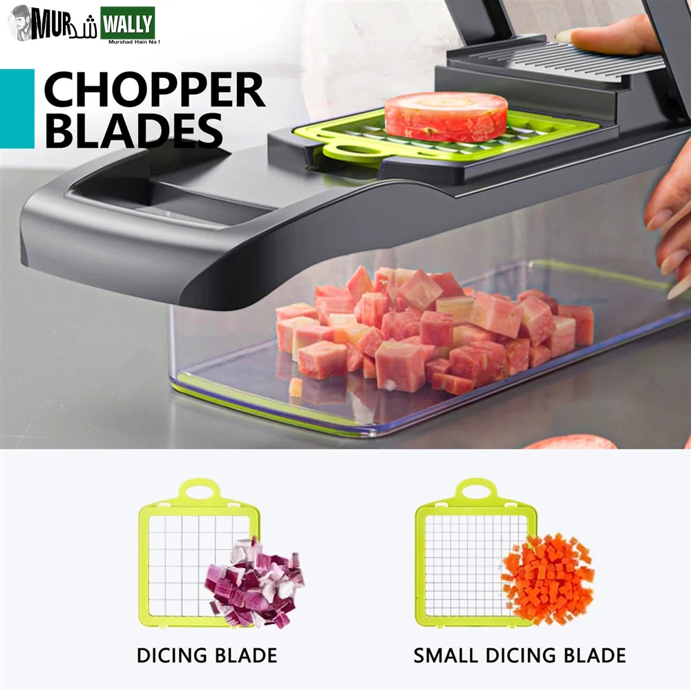 Vegetable Chopper, Multi-Functional 12-In-1 Food Chopper Onion Chopper with Draining Basket, Veggie Chopper, Kitchen Vegetable Slicer Cutter Dicer, Onion Salad Chopper Potato Slicer with Container