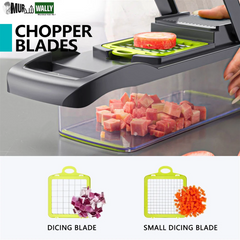 Vegetable Chopper, Multi-Functional 12-In-1 Food Chopper Onion Chopper with Draining Basket, Veggie Chopper, Kitchen Vegetable Slicer Cutter Dicer, Onion Salad Chopper Potato Slicer with Container