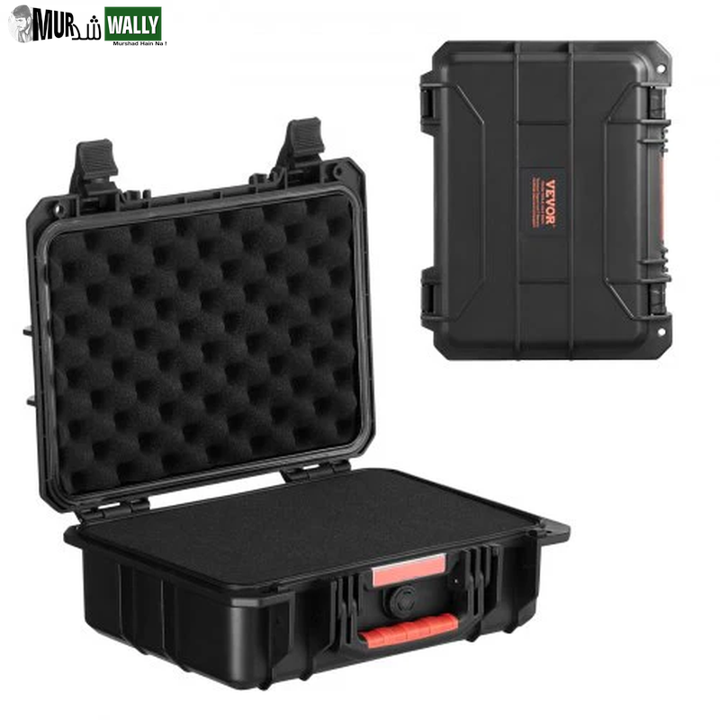 VEVOR 0.56 Cu.Ft Weatherproof Hard Case with Handle Clips Padlock Holes PU Foam Protect Pistol, Microphone, and Camera Equipment
