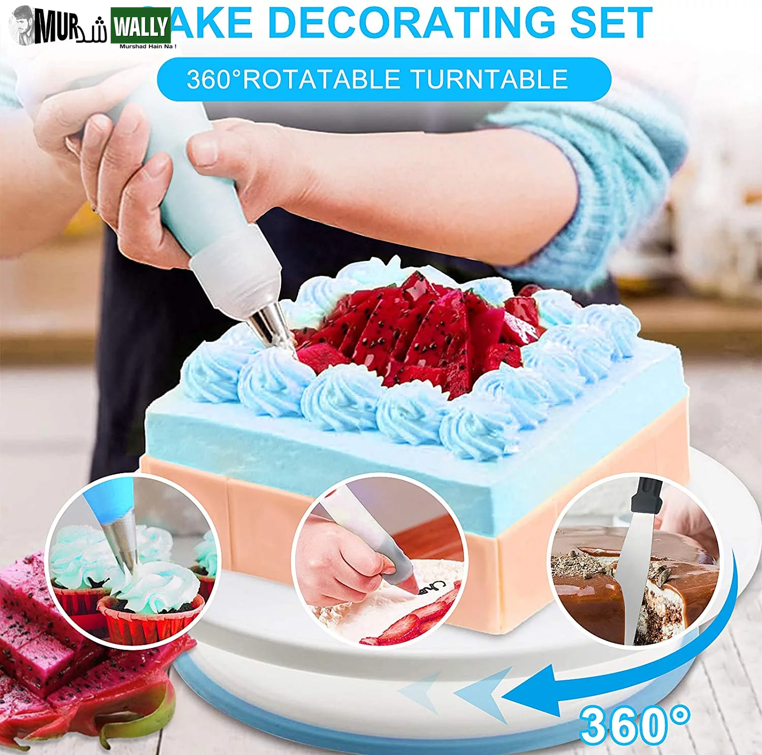 Cake Decorating Kit,132Pcs Cake Decorating Tools with Cake Turntable Stand Icing Piping Bags and Tips Set Baking Supplies Set for Beginner and Cake-Lover