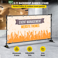 VEVOR Telescopic Backdrop Banner Stand 8' X 8' Banner Stand Adjustable Step and Repeat Backdrop Banner Stand Retractable Banner Stand with Carrying Bag (8 Ft)
