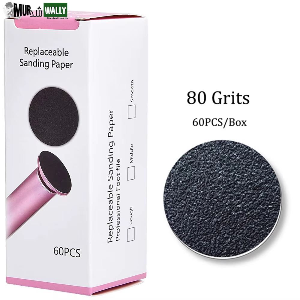 60 Pieces Replacement Sandpaper Disk Sanding Paper Accessory for Electric Foot Callus Remover Tool Pedicure Foot File 60Pcs/Box