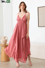 Tassel Fringe Strap Cutout Maxi Dress