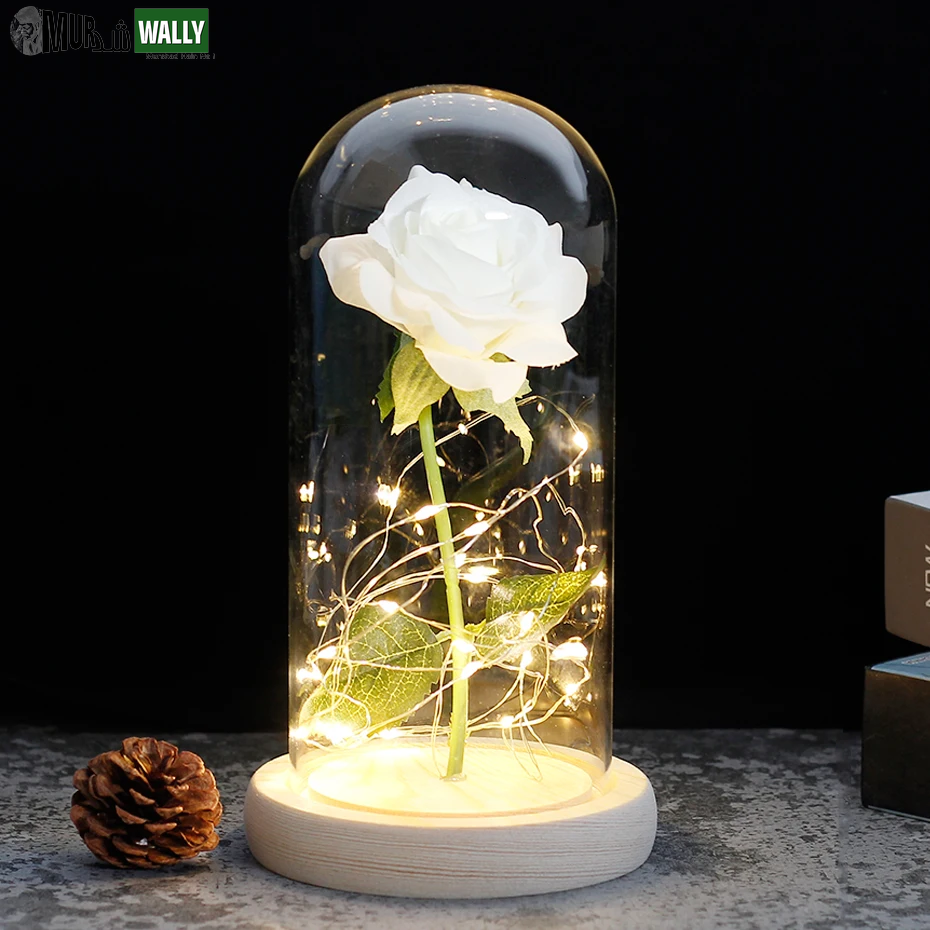 Beauty and the Beast Rose Rose in LED Glass Dome Forever Rose Red Rose Valentine'S Day Mother'S Day Special Romantic Gift