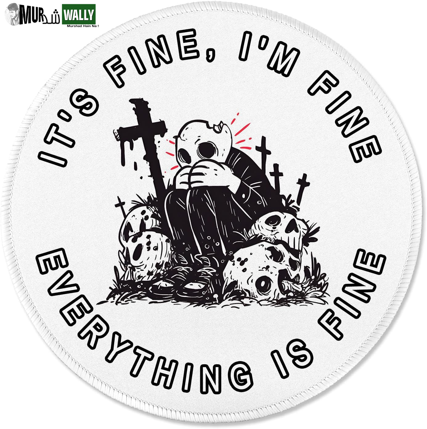ITNRSIIET round Mouse Pad with Stitched Edge Premium-Textured Waterproof Non-Slip Rubber Base Desktop Protection Mat Diameter 8.7 Inches, Art Style Pattern