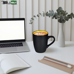 Ceramic Coffee Mug, 1 Pack Large Coffee Mug, 16Oz Restaurant Coffee Mug with Handle, Black Porcelain Mug for Office and Home, Large Ceramic Coffee Cup for Coffee Tea Cocoa Juice, Yellow
