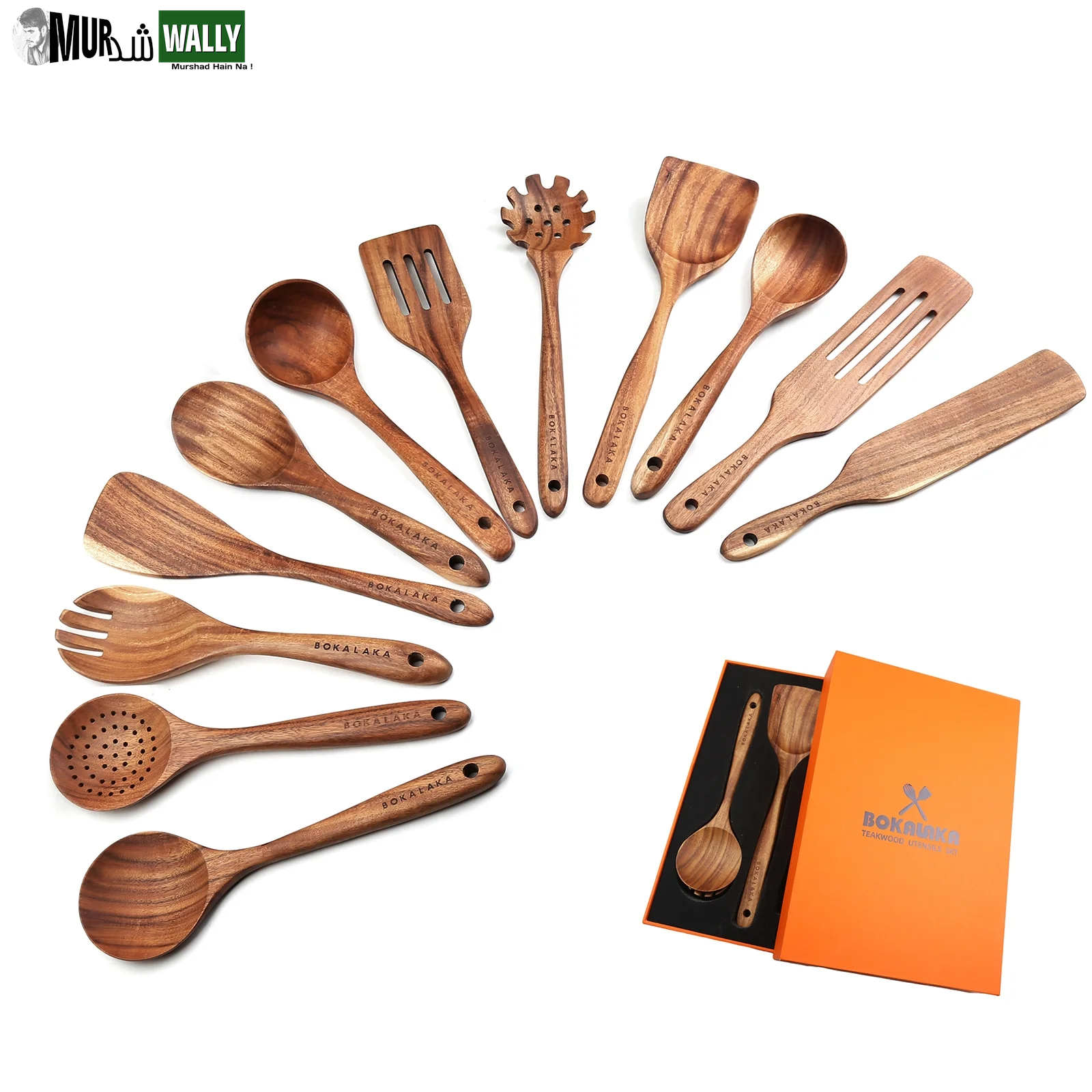 Wooden Kitchen Utensils Set (12 Pack)