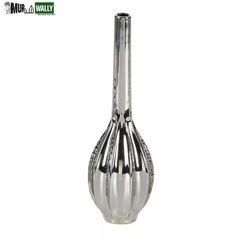 3 In., 12 In. Silver Slim Textured Bottleneck Ceramic Decorative Vase with Varying Patterns (Set of 3)