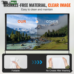 VEVOR Projector Screen with Stand, 120 Inch 16:9 4K 1080 HD Outdoor Movie Screen with Stand, Wrinkle-Free Projection Screen with Bar Feet and Carry Bag, for Home Theater Cinema Backyard Movie Night