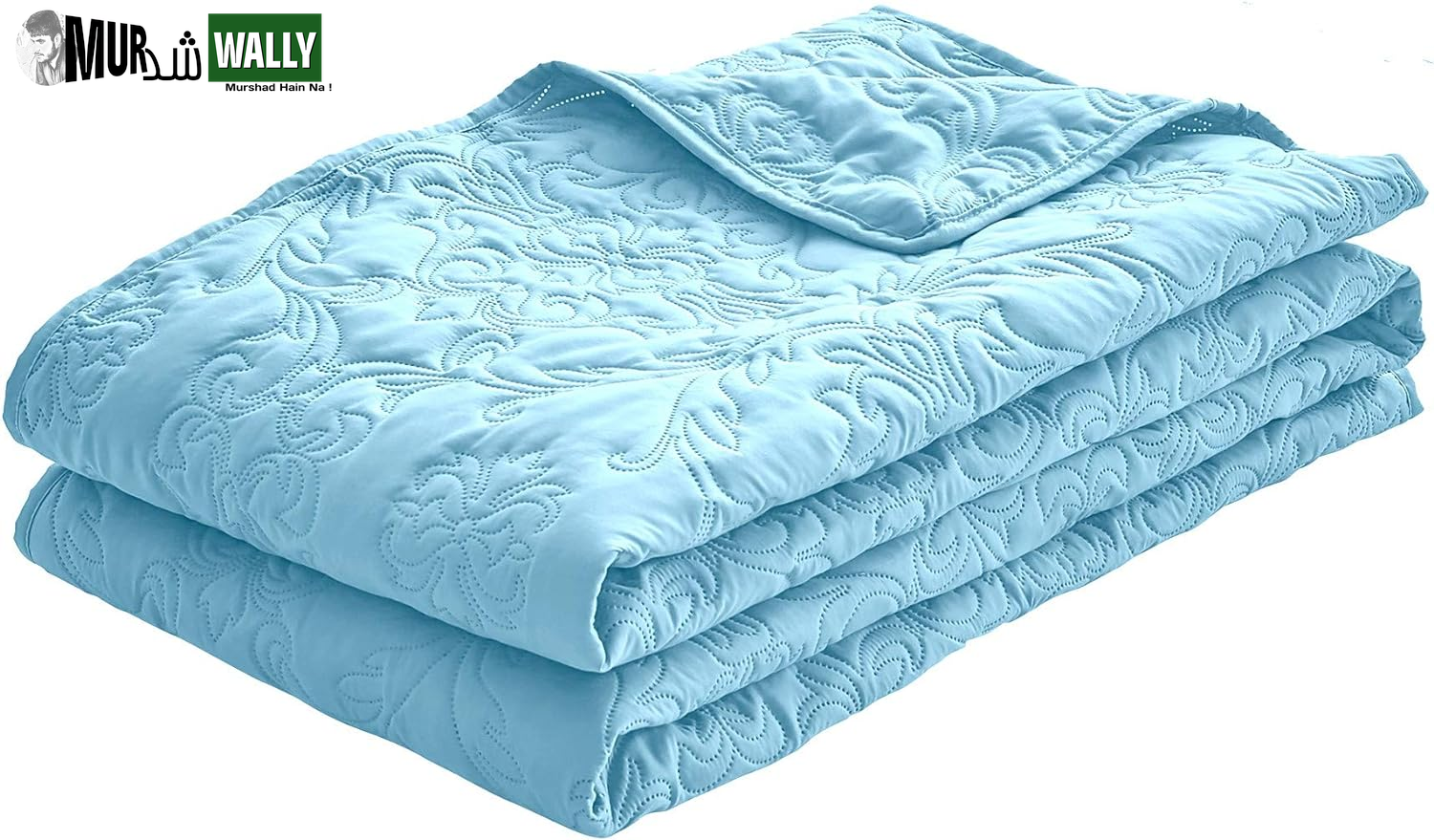 Sophia and William 2 Pieces Quilt Set Twin Size with 1 Quilt and 1 Pillow Sham, Reversible Microfiber Bedding Bedspread Coverlet Set, Cozy, Lightweight and Hypoallergenic, Light Blue