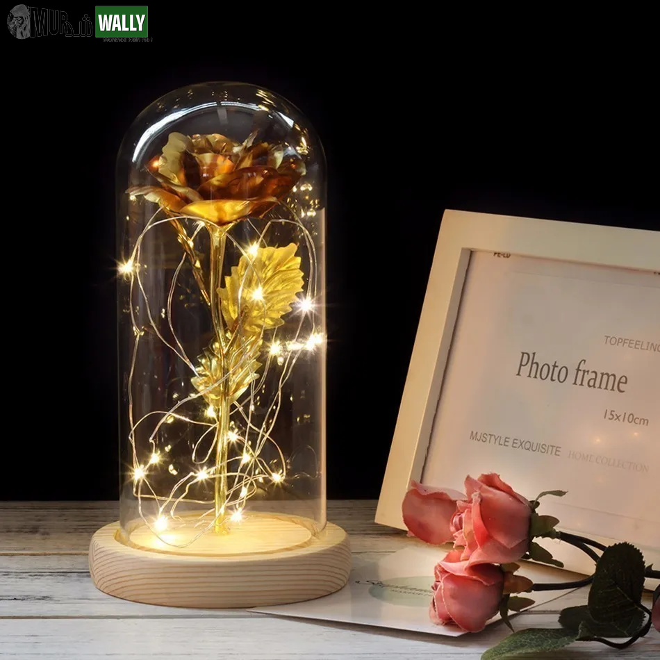 Beauty and the Beast Rose Rose in LED Glass Dome Forever Rose Red Rose Valentine'S Day Mother'S Day Special Romantic Gift