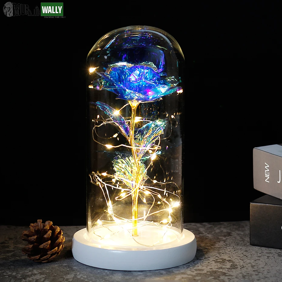 Beauty and the Beast Rose Rose in LED Glass Dome Forever Rose Red Rose Valentine'S Day Mother'S Day Special Romantic Gift
