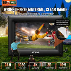 VEVOR Inflatable Movie Screen 24Ft£¨288Inch£© Inflatable Projector Screen for outside with 360W Air Blower Inflatable Screen Oxford Fabric Material Blow up Screen for Outdoor Movie Supports Front/Rear Projection