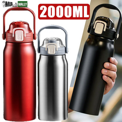 2L Tumbler Thermo Bottle Large Capacity with Straw Stainless Steel Thermal Water Bottle Cold and Hot Thermo Cup Vacuum Flask Gym