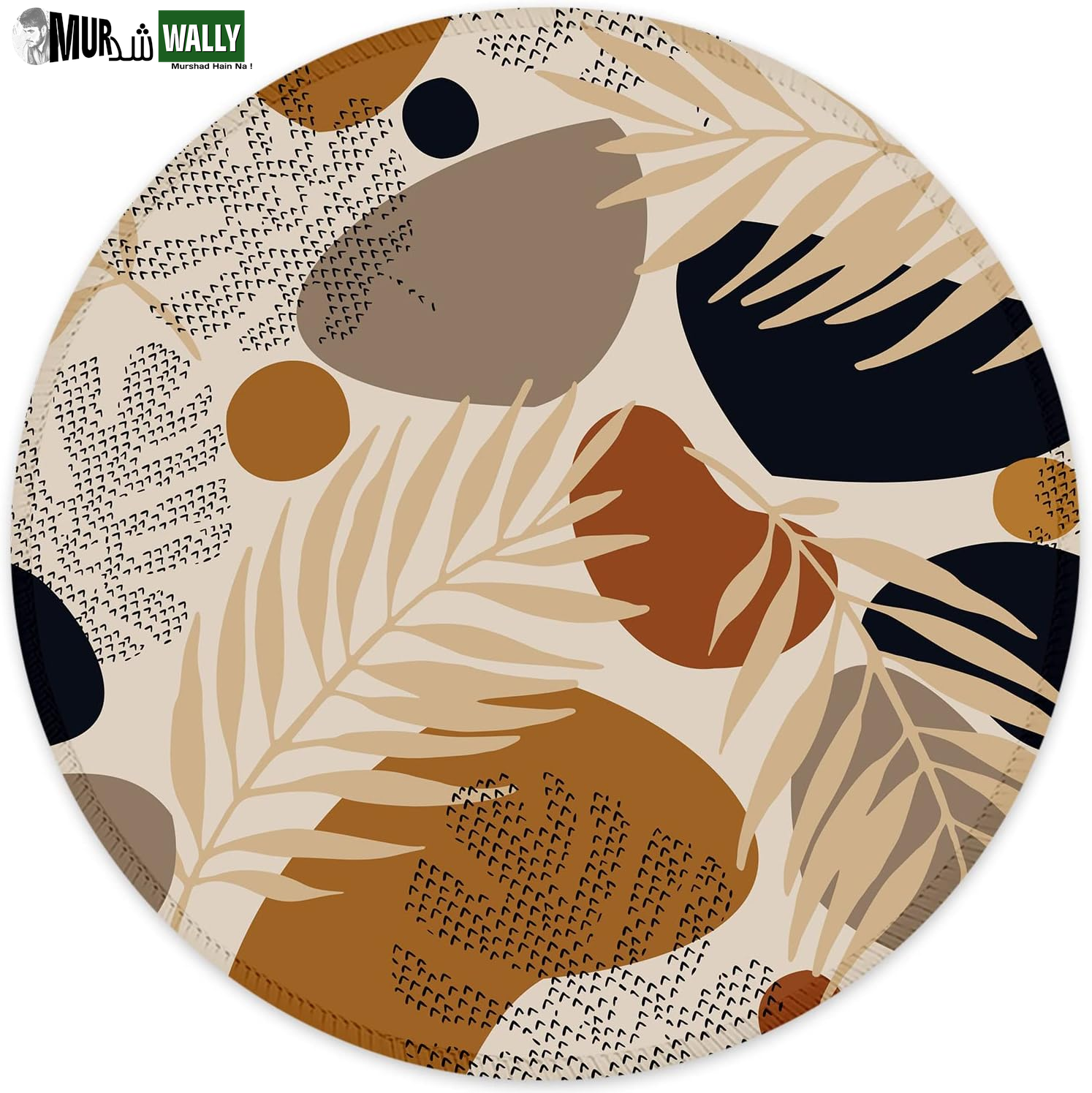 ITNRSIIET round Mouse Pad with Stitched Edge Premium-Textured Waterproof Non-Slip Rubber Base Desktop Protection Mat Diameter 8.7 Inches, Art Style Pattern