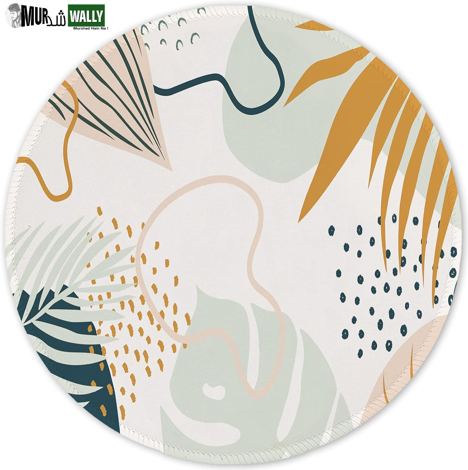 ITNRSIIET round Mouse Pad with Stitched Edge Premium-Textured Waterproof Non-Slip Rubber Base Desktop Protection Mat Diameter 8.7 Inches, Art Style Pattern