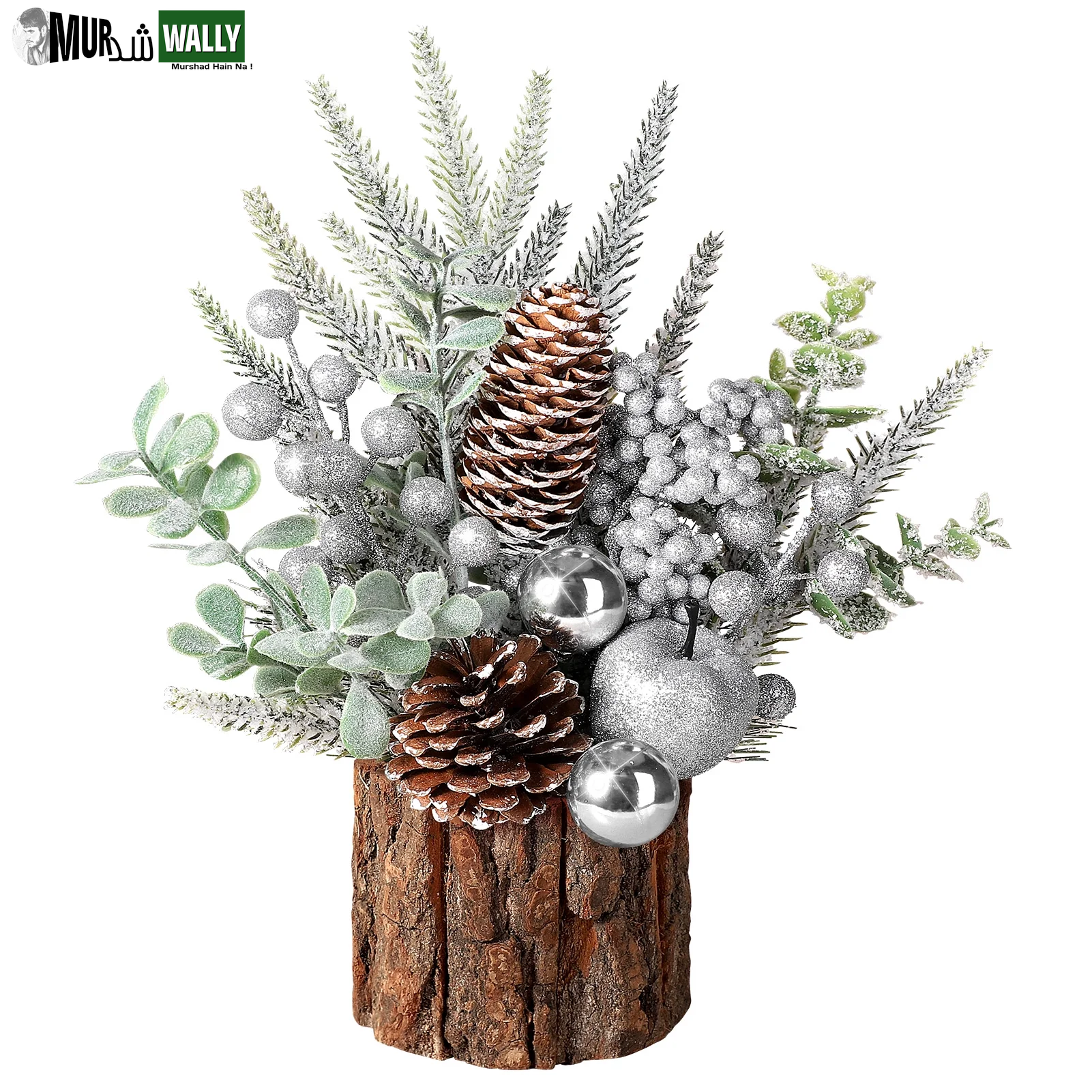 Small Christmas Tree, Artificial Mini Tabletop Christmas Decorations with Christmas Ornaments, for Home Party Thankgivings Christmas Decor Indoor, Silver