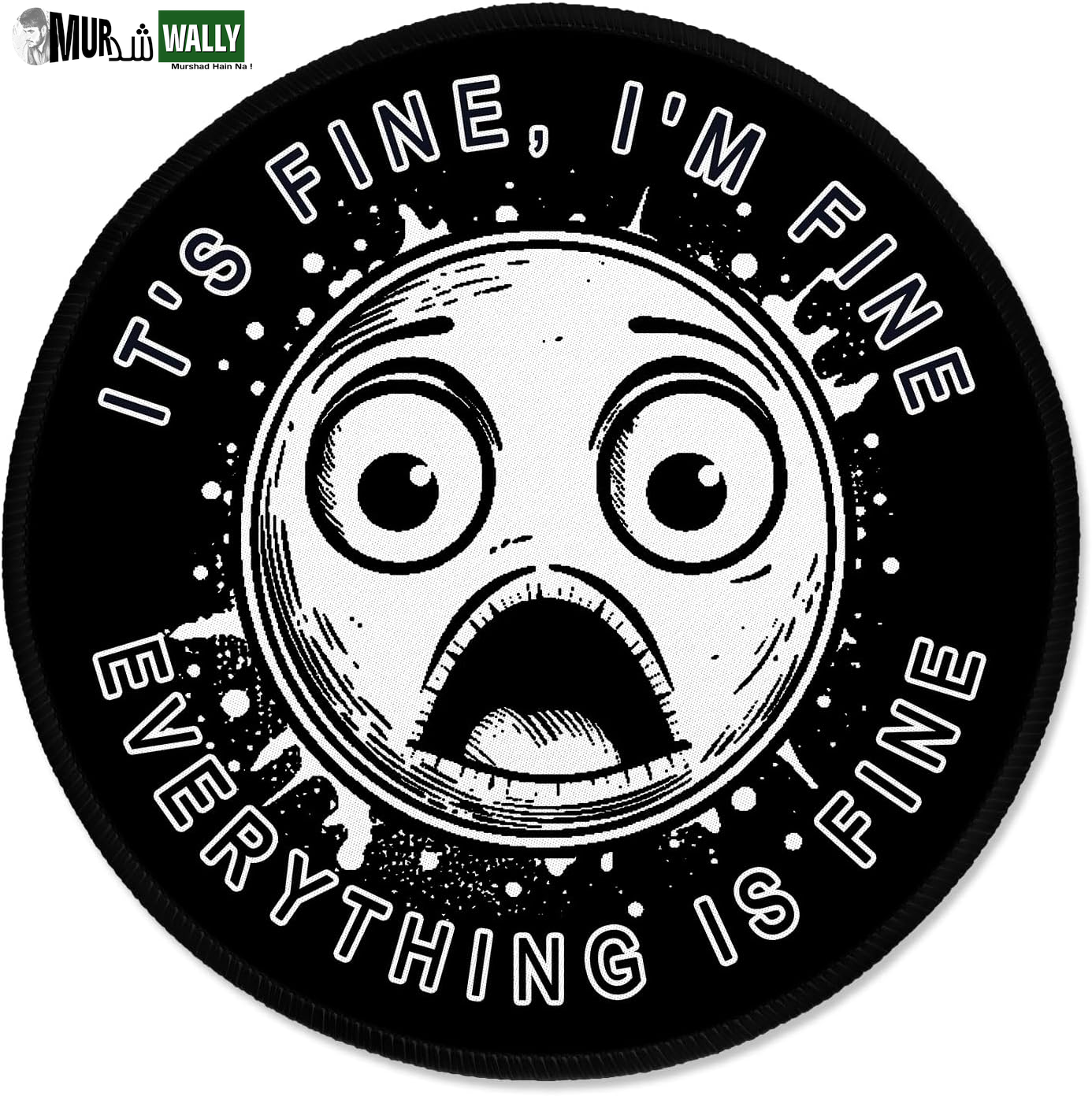 ITNRSIIET round Mouse Pad with Stitched Edge Premium-Textured Waterproof Non-Slip Rubber Base Desktop Protection Mat Diameter 8.7 Inches, Art Style Pattern