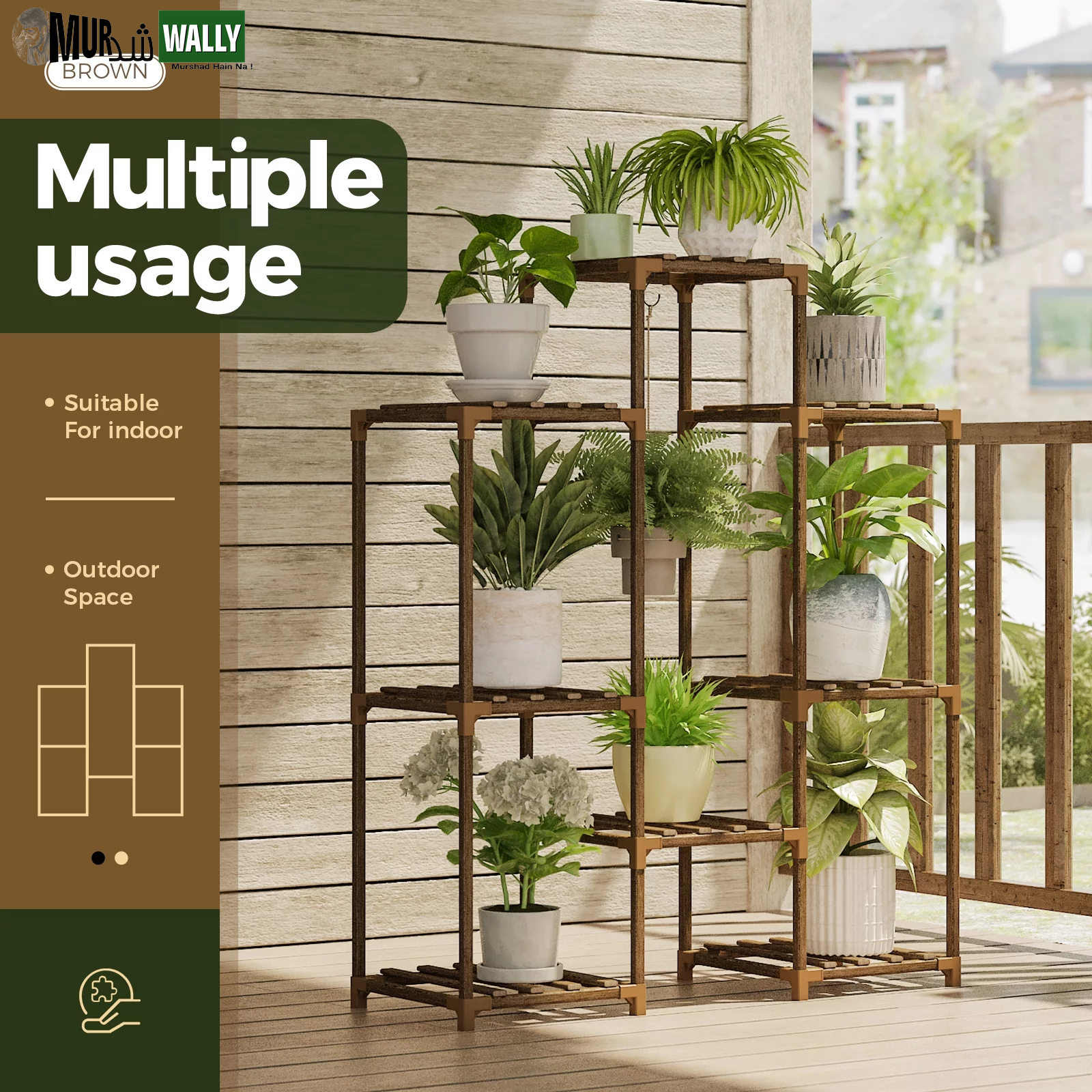 Outdoor Plant Stand Indoor Plant Rack Plant Shelf Wood Outdoor Tiered Plant Shelf for Multiple Plants Ladder Plant Holder