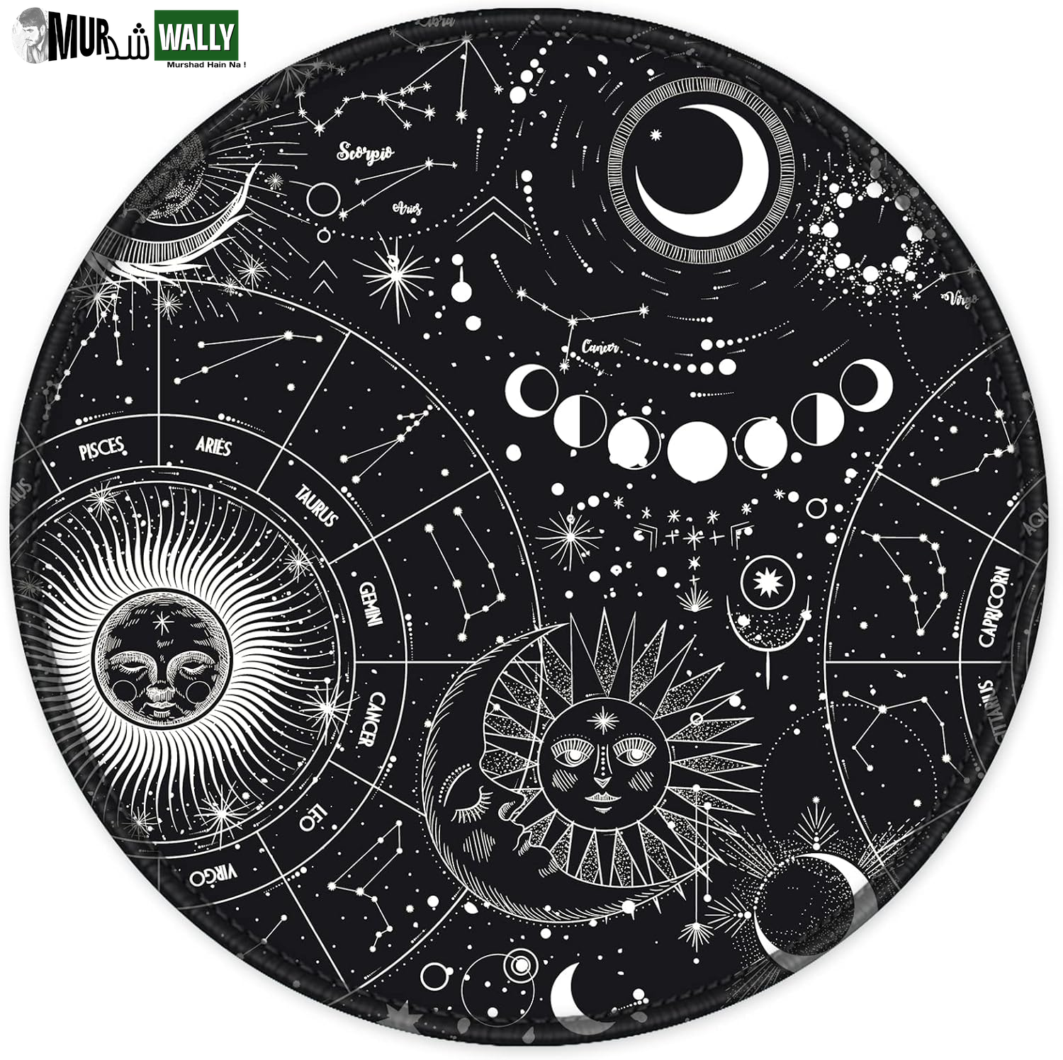 ITNRSIIET round Mouse Pad with Stitched Edge Premium-Textured Waterproof Non-Slip Rubber Base Desktop Protection Mat Diameter 8.7 Inches, Art Style Pattern