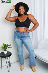 Zenana Full Size Textured Spaghetti Strap Bralette in Black