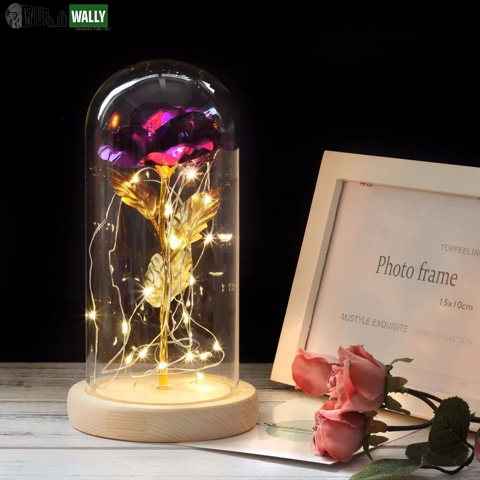 Beauty and the Beast Rose Rose in LED Glass Dome Forever Rose Red Rose Valentine'S Day Mother'S Day Special Romantic Gift