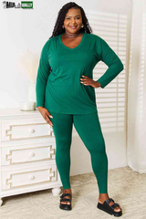 Zenana Lazy Days Full Size Long Sleeve Top and Leggings Set